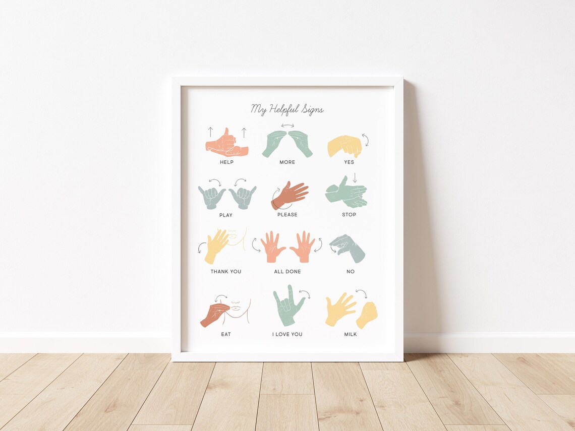 ASL Sign Language Manners & Basic Signs Color Calming Corner Etsy