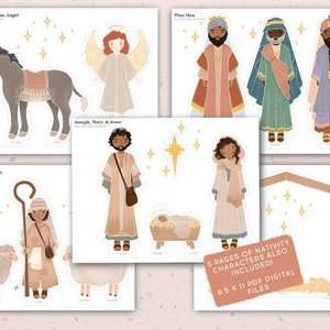 Editable Nativity Christmas Advent Scripture Cards Nativity Kids Activity Paper Dolls Homeschool Christian Bible Jesus Download PRINTABLE image 4