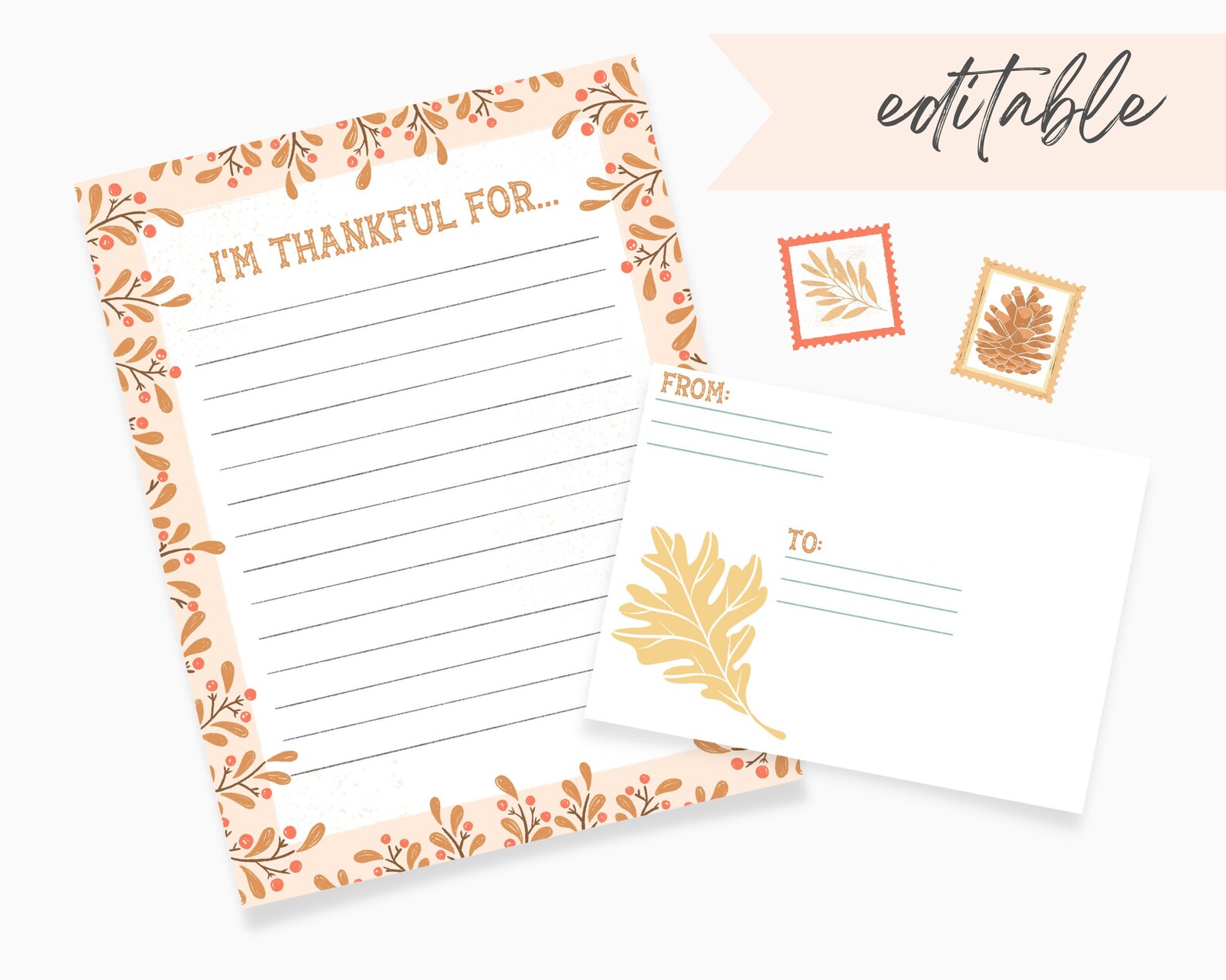 Thanksgiving Letter Template Envelope Im Thankful for Etsy Thanksgiving Letter Template Envelope Im Thankful for Etsy