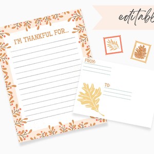 Thanksgiving Letter Template &amp; Envelope, I’m Thankful for Activity ...