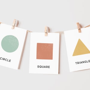 Shapes Flash Cards | Calming Corner, Montessori, Education, Nursery, Classroom Poster| Download PRINTABLE Art | 3.5” x 4.5” | Shapes Digital