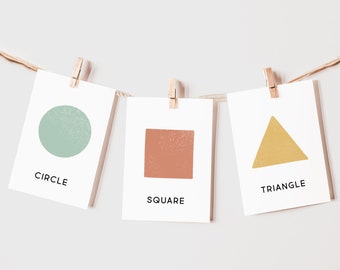 Cartes Flash Formes | Coin apaisant, Montessori, éducation, crèche, affiche de salle de classe | Téléchargez des oeuvres d'art imprimables | 3,5 x 4,5 pouces | Formes numériques