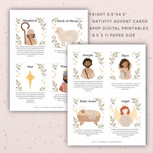 Editable Nativity Christmas Advent Scripture Cards Nativity Kids Activity Paper Dolls Homeschool Christian Bible Jesus Download PRINTABLE image 5