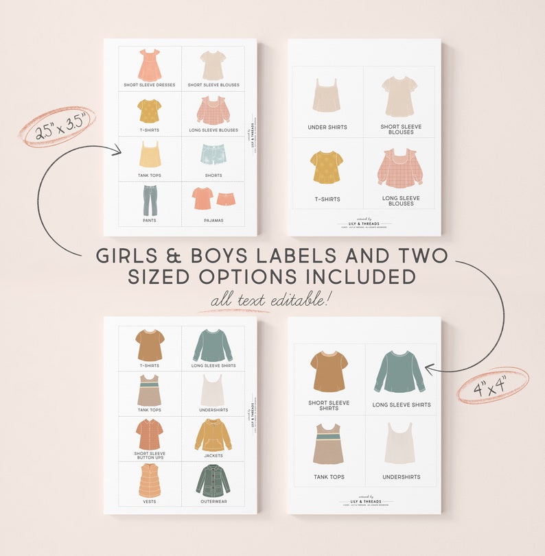 Editable Printable Kids Clothing Dresser Drawers Closet - Etsy