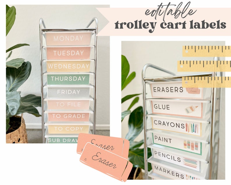 Teacher Rolling Trolley Cart Labels Drawer Toolbox Etsy