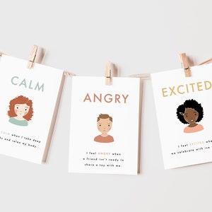 20 cartes-éclair sur les sentiments et les émotions | Coin apaisant, Montessori, éducation, crèche, affiche de salle de classe | Téléchargez l'art imprimable