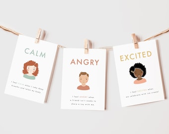 20 Feelings & Emotions Flash Cards | Calming Corner, Montessori, Education, Nursery, Classroom Poster| Download PRINTABLE Art