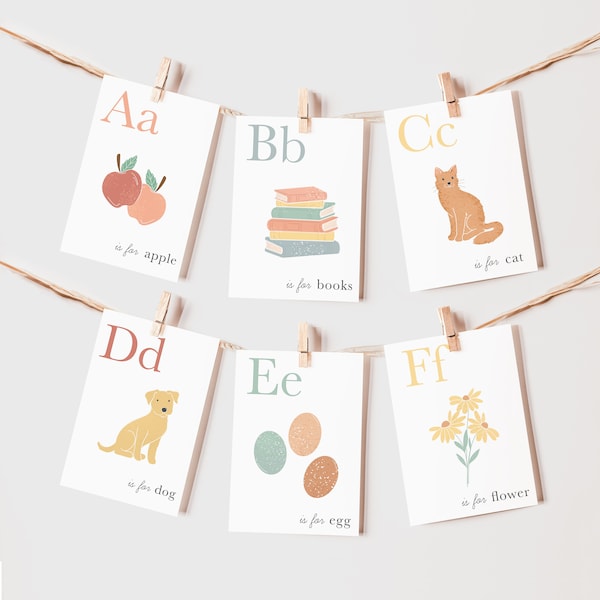 Alphabet Flash Cards, Calming Corner, Montessori, Education, Homeschool Preschool ABC Activity Classroom Poster Bulletin  Download PRINTABLE