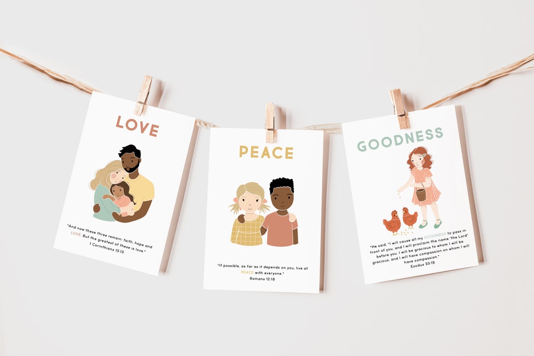 Fruit of the Spirit Flash Cards | Calming Corner, Montessori, Education, Nursery, Christian Bible Jesus Poster| Download PRINTABLE Art