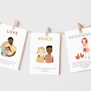Frucht des Geistes-Karteikarten | Calming Corner, Montessori, Bildung, Kindergarten, christliche Bibel Jesus Poster | Laden Sie DRUCKBARE Kunst herunter