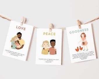 Fruit of the Spirit Flash Cards, Christian Homeschool Decor (Digital Download)