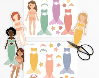 Mermaid Paper Dolls Craft Activity (Digital Download)