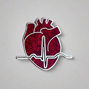 EKG Heart Pin - GLITTER Edition!