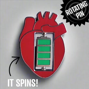 Recharge Your Heart Spinning Enamel Pin- Medical Gift - Gift for Doctor - Gift for Nurse - enamel pin for medical professionals - anatomy
