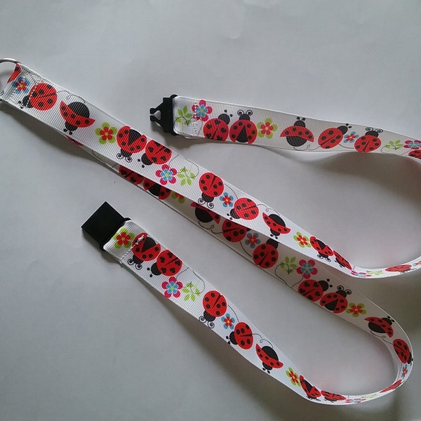 Ladybird bug ribbon Lanyard ID badge holder safety breakaway clip handmade birthday nursery infant teacher student Christmas gift