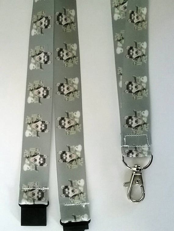 Lanyard Husky Akita dog grey ribbon ID badge key holder | Etsy