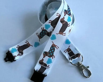 Dachshund dog Lanyard whistle ID badge key holder safety breakaway fastener handmade birthday teacher gift dog puppy Christmas present gift