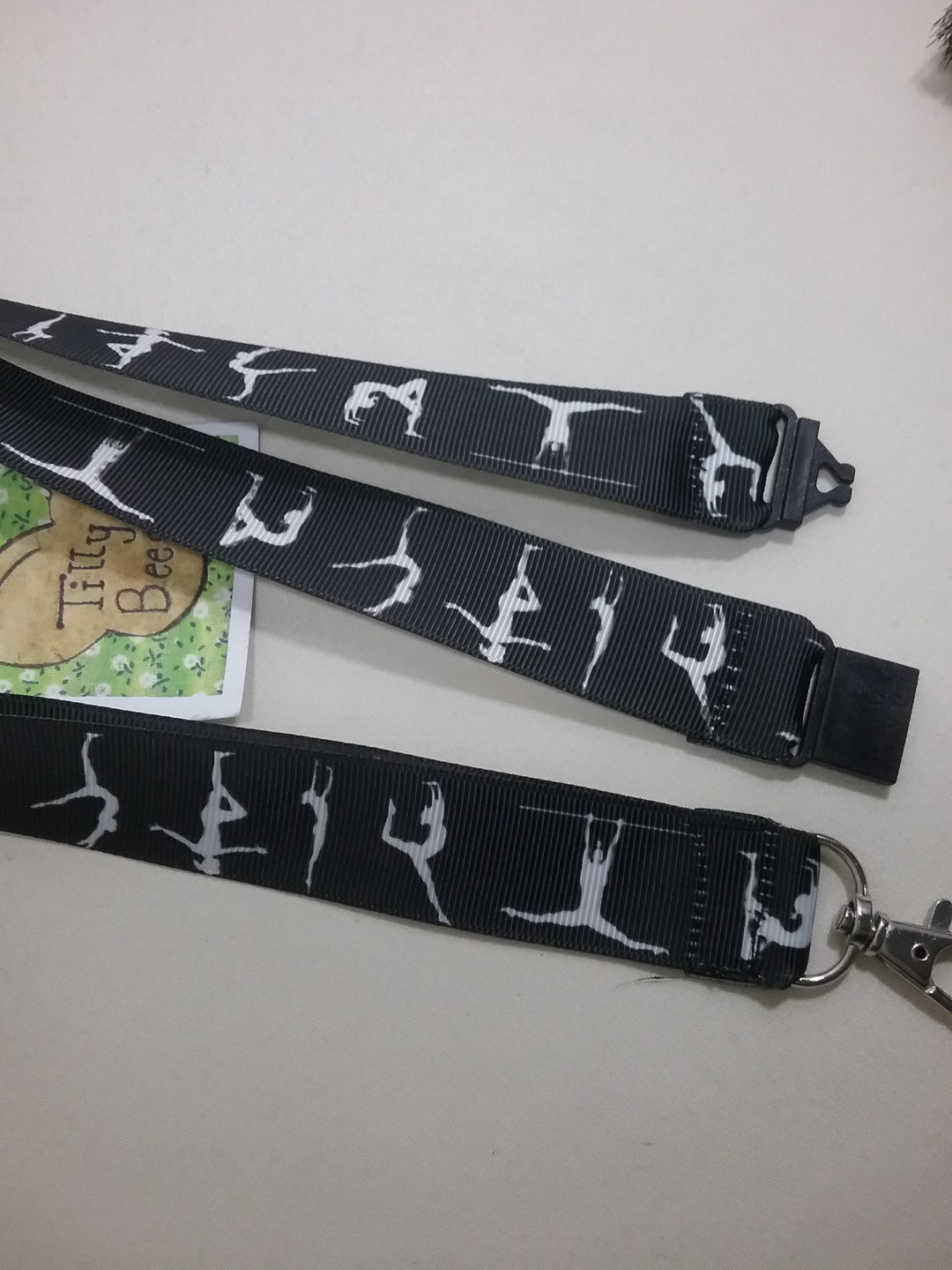 Lanyard Gymnasts on Black Ribbon Whistle ID Badge Holder Safety