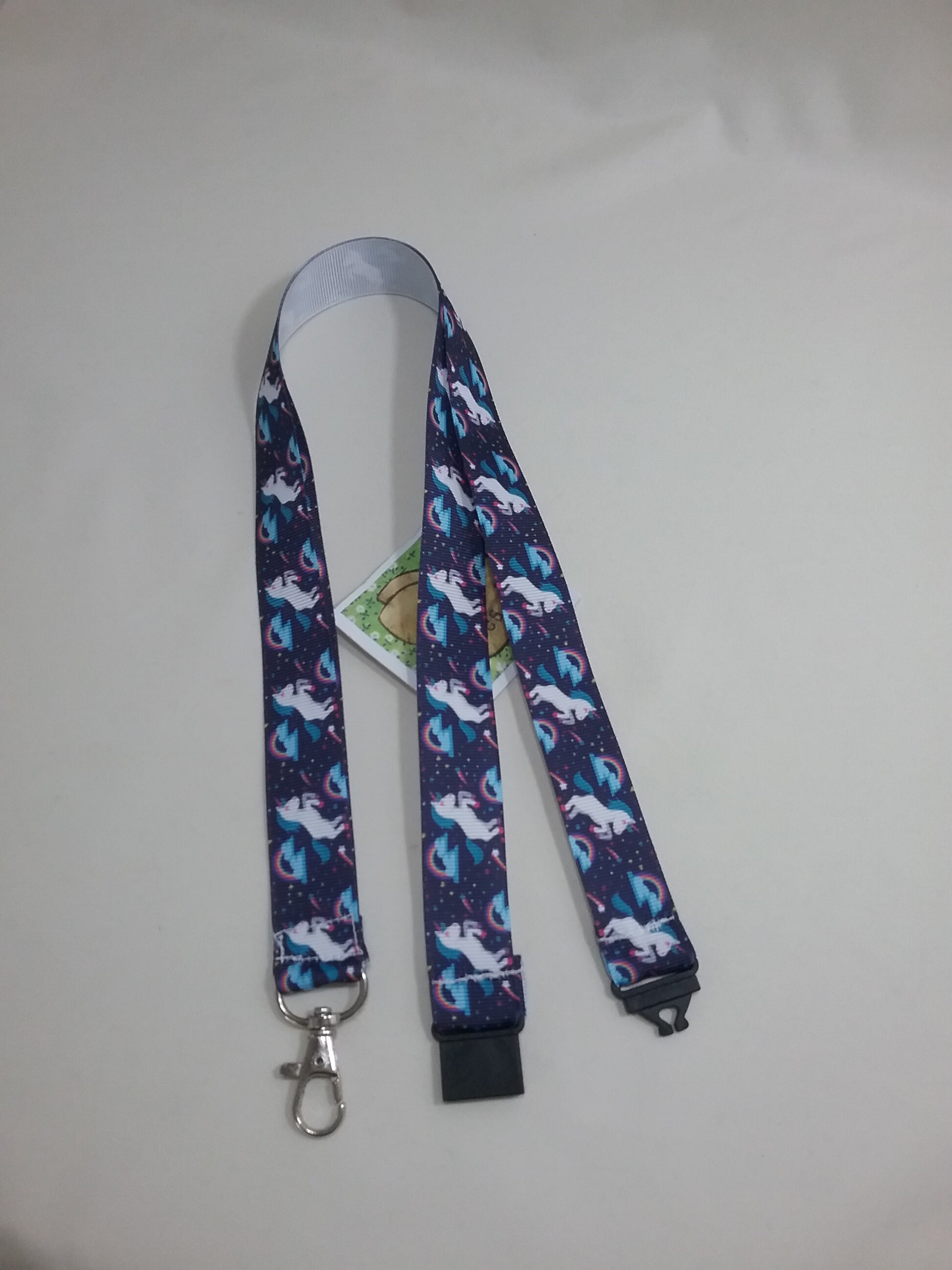 Unicorn Lanyard Lots of Unicorns dark blue ribbon handmade ID Etsy