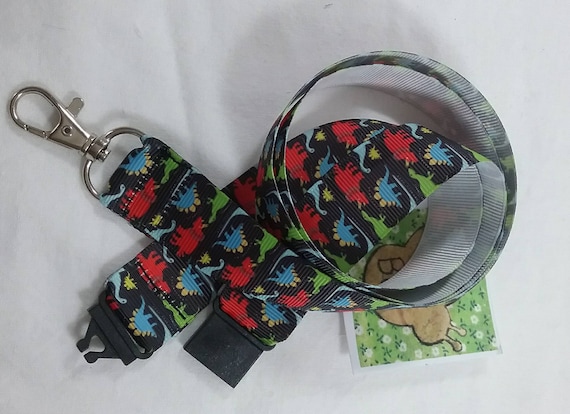 Dinosaur lanyard breakaway 2 sizes keys whistle ID badgeribbon kids t rex wild