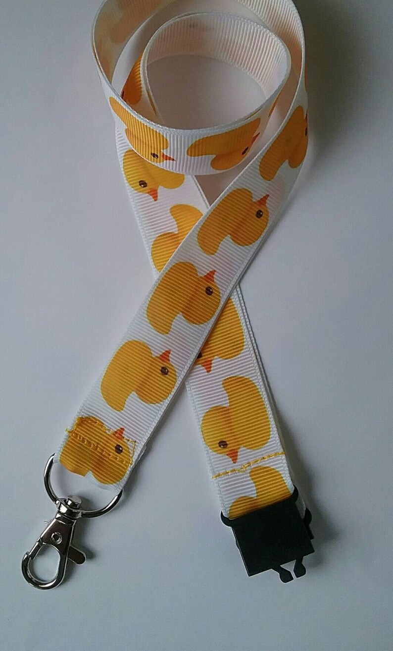 Lanyard White Ribbon Yellow Ducks Whistle ID Badge Key Holder Etsy