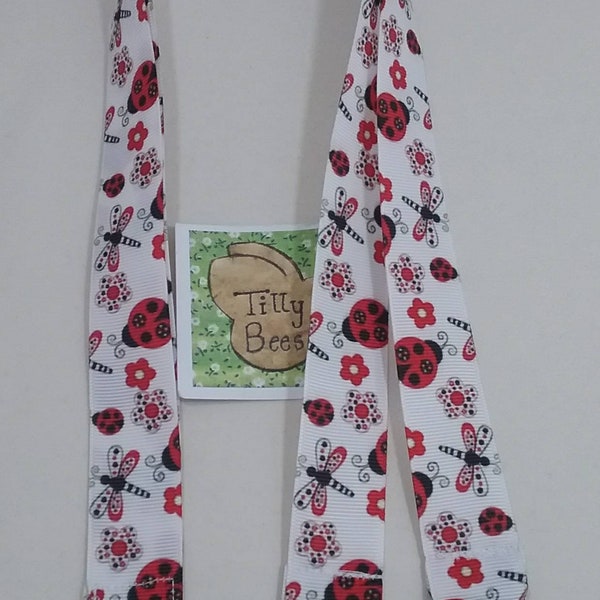 Lanyard Ladybird & dragonfly ribbon ID badge holder safety breakaway fastener handmade teacher over student gift Christmas prezzie