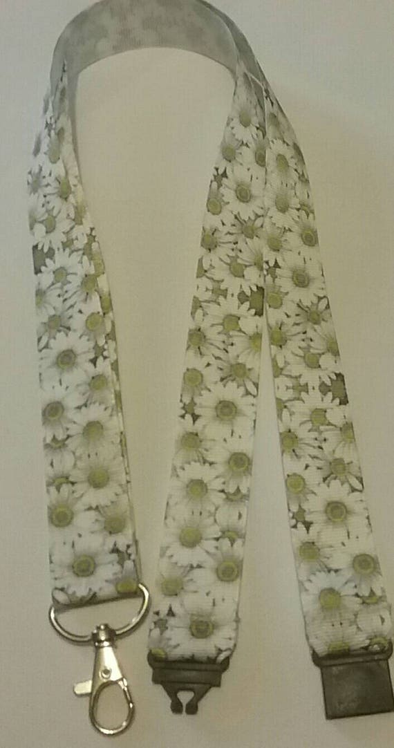Daisy flower flora ribbon lanyard breakaway clip ID badge whistle holder gift 