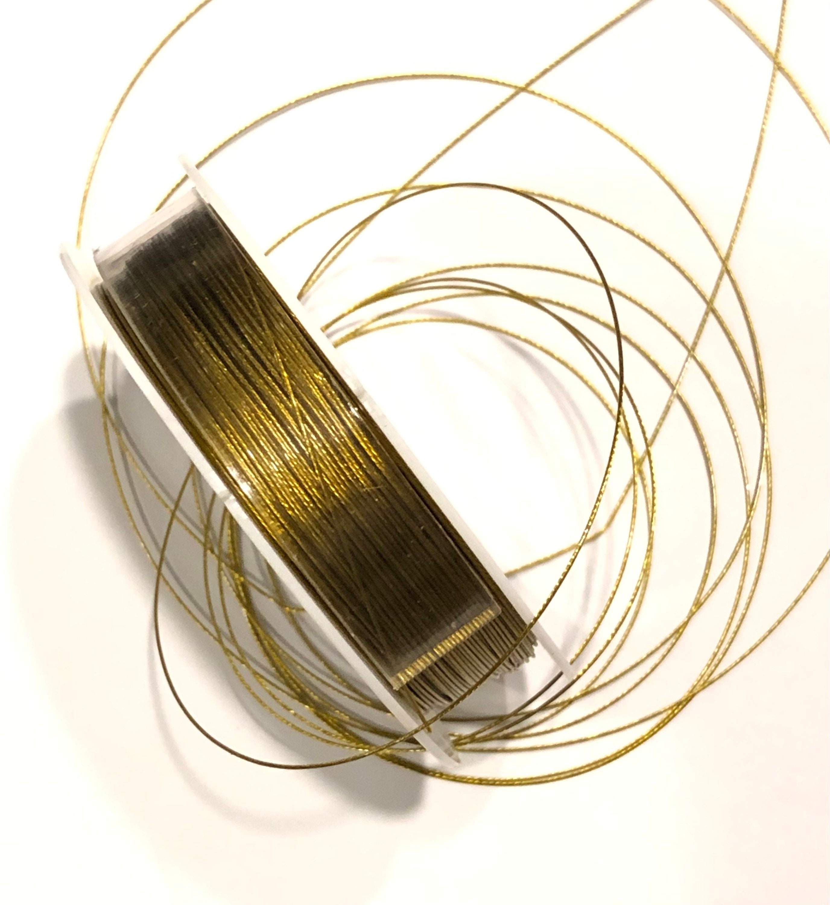 Beadalon 7 Strand Beading Wire, .018, 100ft Satin Gold Beading Wire,  Beading String Beadalon 100ft (31m), .018in (0.46mm), 718100SATG