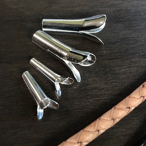 Bolo Tip, Pair, Sterling Silver Blossom 16.5x6mm or 22.5x11.5mm, Seamless, Silver | Sterling Silver Tips for Bola | squash blossom cone tip