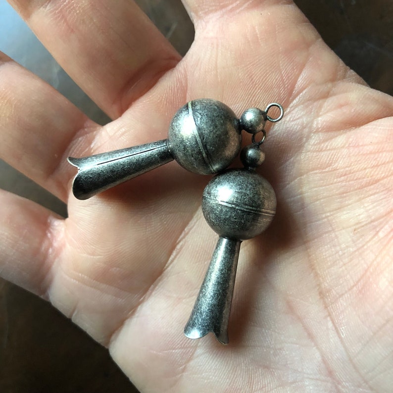 Squash Blossom Drop Antique Silverplated Brass 40x15mm Etsy