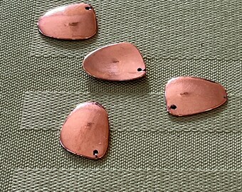 Copper Drops, Set of 4, Shiny Finish |  Copper Teardrops, Convex Drops / DIY Jewelry Component / Charm Drop for DIY Jewelry