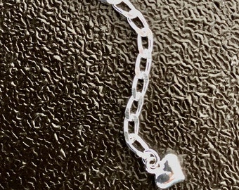 Sterling Silver Heart Chain Extender // Silver Heart Chain Extender // Silver Extender Chains Heart Drop // Heart Dangle // Jewelry Supply