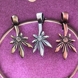 Bail, Ice Pick, Leaf & Branch Design, Antique Copper, Brass, Silver | 25x15.5mm, 12mm Grip Length |  Cabs Pendants DIY Pendant Bail, Jewelry