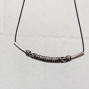 Tube Bead, Curved, Sterling Silver 37x3mm | Antiqued Sterling Silver Tube, DIY Necklace Bracelet, Anklet, Jewelry | Rounded Antique Curve