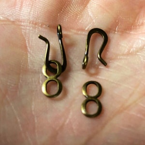 Hook and Eye Clasps, 10 pair | 10x6mm Antique Gold Clasp Set | 20 pieces, Total, Antique Gold Hook & Eye Clasps | DIY Jewelry