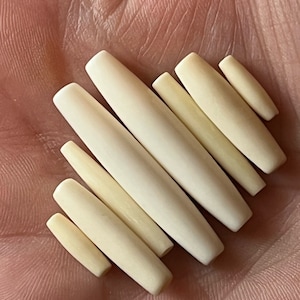 White HairPipe Bone Beads, 4 Sizes | Carved Hairpipe Tube Beads, DIY Southwestern, 12.5-25-38x3-5-6mm,7, 10 & 14pc | Long Hairpipe Bonebeads