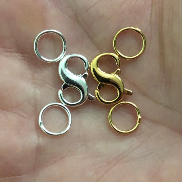 Double Ended Infinity Clasp, 16x9mm, 2-10mm Soldered Rings | Gold GLP or Silver SLP Infinity Lobster Claw | Jewelry Supply for DIY