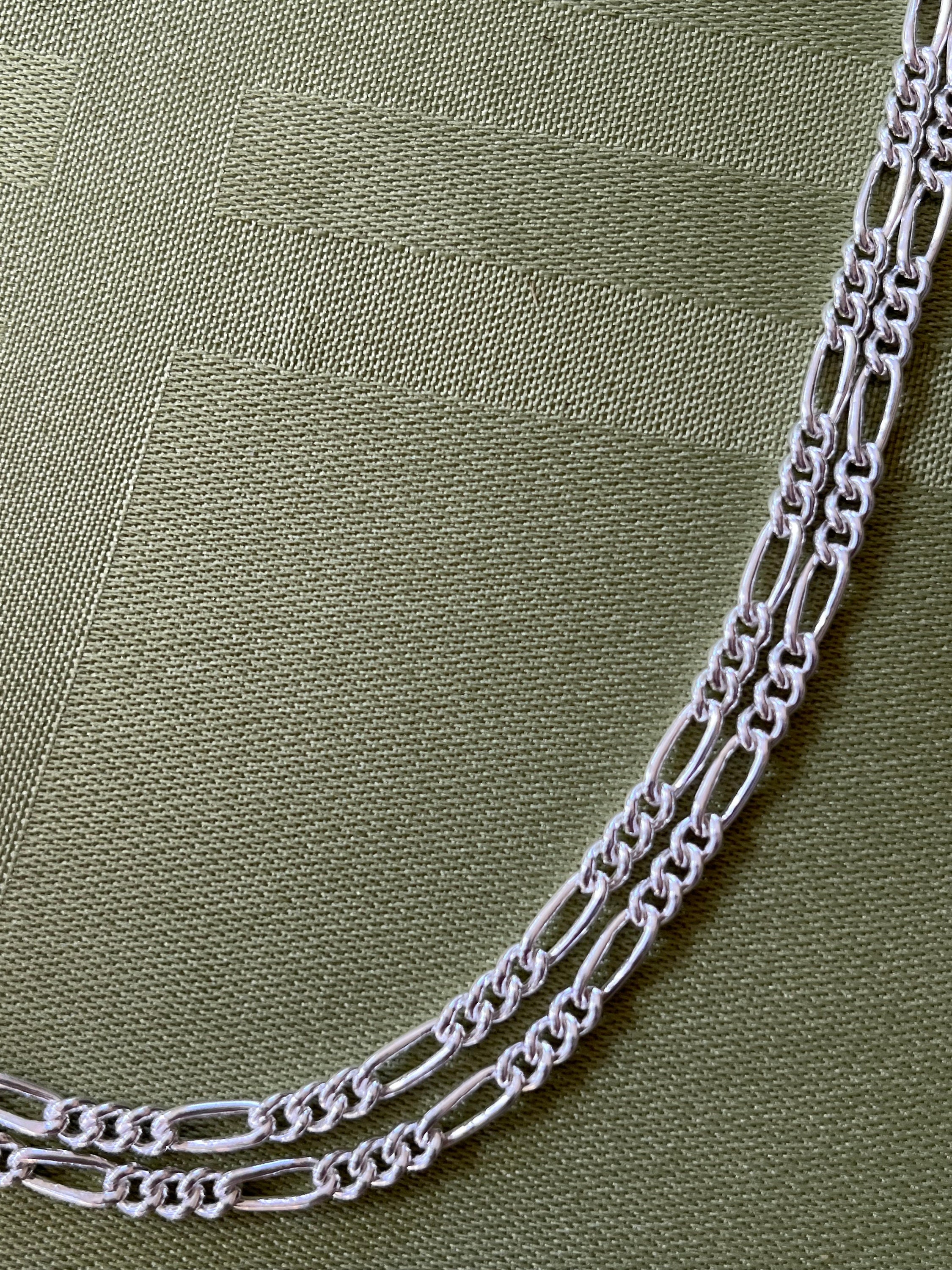 『Hollywood CHAIN BROWN×SILVER』 Chain, Figaro, Sterling Silverfilled, 3.8mm, 30”L Finished