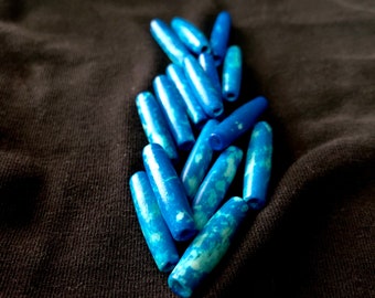 Beads, Pipe, Turquoise Blue, 15x9mm, 8 Pcs | Hairpipe Bone Beads, Southwestern Design, hatband, belt, choker, tube beads DIY Jewelry supply