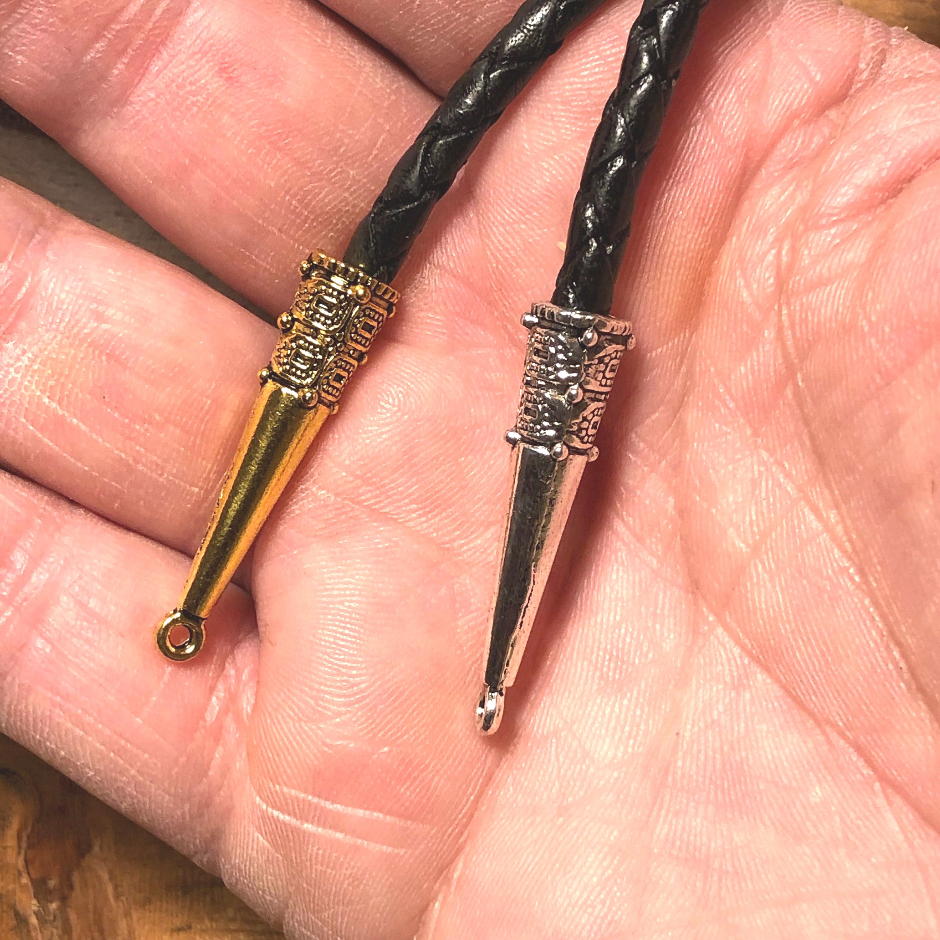 Bolo Tips Bolo Tip With Loop, 2 Pair, Antiqued Silver or Gold, 4 Pcs, 29x8mm ...