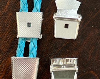 Bolo Tie Slides, 6 pcs, SLP  V-shaped, 15x14mm or 16x14mm textured, Simple Silver Bolo Slide Settings fit 3-5mm Cord, Bolo Supply, US Seller