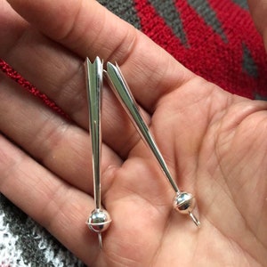 Bolo Tip with Loop & Ball, Sterling Silver, Long 60x8.5mm, Seamless, Silver | Make-your-own Bolo Tie | Sterling Silver Tips for Bola