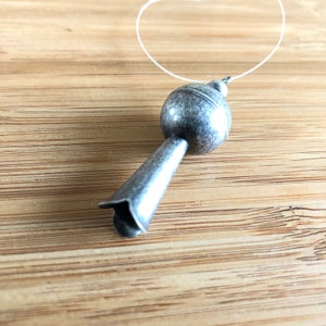 Squash blossom drop, antique silver-plated brass, 40x15mm | Large antiqued squash blossom for diy southwestern | bead that spreads out