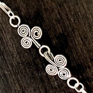 Clasp, Sterling Silver Hook & Eye, Swirl Design | Antiqued Sterling Silver Hook and Eye Clasp | Clasp for Bracelet, Necklace 31x10mm-34x10mm