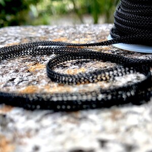 Knitted Wire Viking Mesh Chain by the Foot Copper, Silver, Black, Gold, Round, Flat Knitted Wire Mesh Tube, Slider Chain for DIY Jewelry image 6