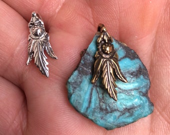 Bail, Ice Pick, Leaf | Sterling Silver or Brass, Antiqued Fancy Pinch Bail, Hang Gemstone Slabs, Cabs & Pendants | Easy DIY Bail, DIY Gift
