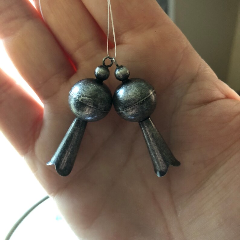 Squash Blossom Drop Antique Silverplated Brass 40x15mm Etsy