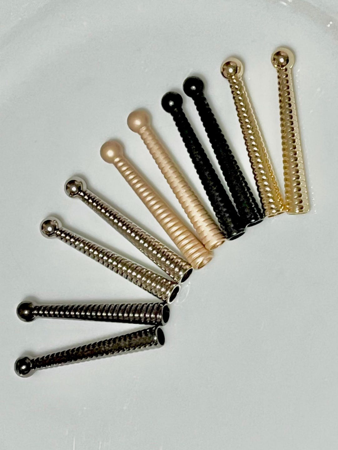 Bolo Tips Bolo Tips, Pair, Black, Silver, Gold, Mat Gold, Gunmetal, 50x7mm Long ...
