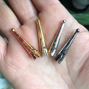 Bolo Tips, Gold, Silver, Copper, 33X7mm Plated Steel | Tips for DIY Bolo Tie | Cone End Caps | 1, 2 or 3pr or Set of 10 Copper Bolo Tips