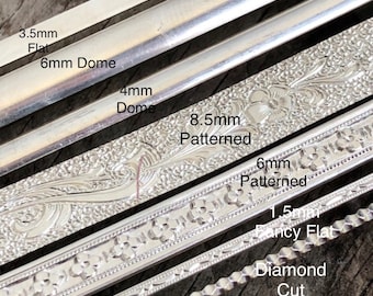 Bezel Wire, Silver, Sterling or 999 Fine, Flat, Domed, Embossed, Ornate | Silver Wire for DIY Bezels | Jeweler’s Bezel Wire, Silversmithing